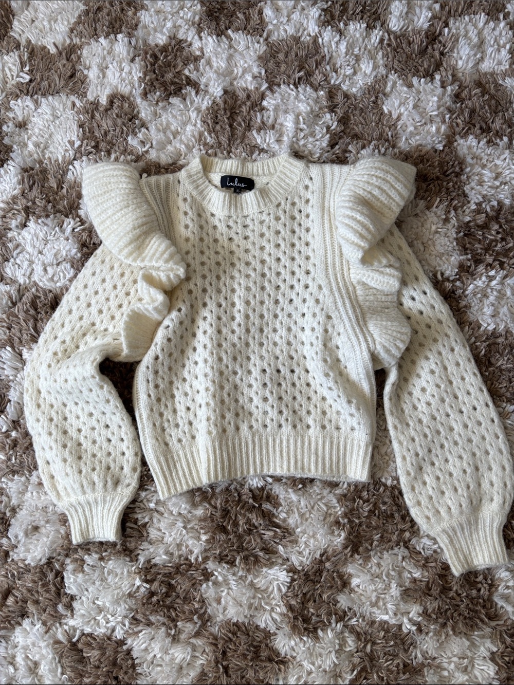 Lulus Ruffle Sleeve Sweater - Picture 1 of 7